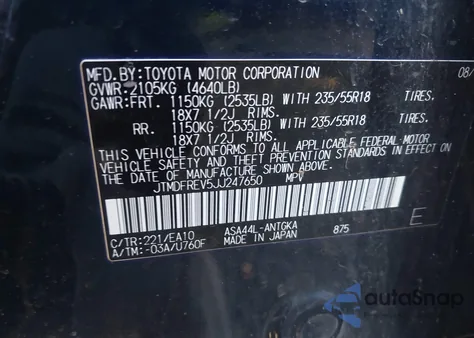 2018 Toyota Rav4 Limited из США, поврежденный, VIN JTMDFREV5JJ247650